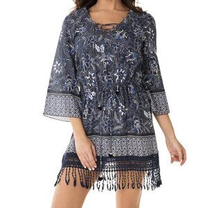 Miraclesuit Provence D’Azur Beach Cover Blue and White Size M